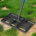 thumbnail image 1 of Rake, Lawn Leveling Rake with Round Edge, 5 FT Lawn Leveler with 17 x 10 Small Rakes Head for Smooth Garss Soil Dirt Sand, High Effect Long Handle Ground Leveling Tool fo, 1 of 7