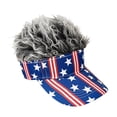 thumbnail image 4 of Patriotic USA Flag Fake Hair Visor Hat, Novelty Spiky Hair Sun Visor for 4th of July, Funny Patriotic Sun Hat for Men Women, 4 of 5