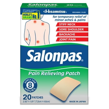 Salonpas Pain Relieving Patch, 8-Hour Pain , 20 Patches