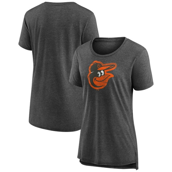 Women's Gray Baltimore Orioles Weathered Official Logo Tri-Blend T-Shirt