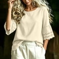 thumbnail image 3 of HAiming Cotton Linen Tops for Women Summer Tiered Short Sleeve Tee Loose Casual Comfy Solid Color Scoop Neck Shirts Outwear Tops, 3 of 7