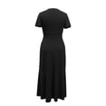 thumbnail image 3 of Womens Dress Semi Formal Wedding Guest Wrap Midi Dresses Summer Western A Line High Low Ruffled Dress, Wedding Guest Dress(Black,L), 3 of 6