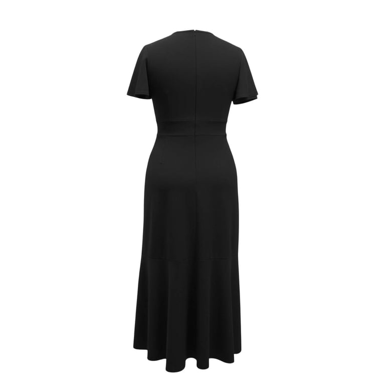 black semi formal dresses for wedding Womens Dress Guest Wrap Midi Summer Western A Line High Low Ruffled Dress, Wedding Guest Dress(Black,L) bridal holiday style Pair a statement necklace Size:Multiple Sizes SIZE GRID Available in