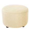 thumbnail image 1 of Estbridge Housse de Repose-Pieds Ronde Jacquard à Trois Barres 1 Pce Housse de Siège pour Changer de Chaussures Housse de Siège de Rangement Housse de Siège à Haute Élasticité Convient au Vestibule, au Salon et à la Chambre Scratch and Do, 1 of 7