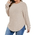 thumbnail image 4 of Fantaslook Womens Plus Size Tops Crewneck Long Sleeve Shirts Loose Tunic Tops Curved Hem Fall Pullover, 4 of 9