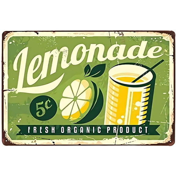 Vintage Tin Poster DeliciousFresh Orange Product Lemonade Lemona Decor Metal Tin Sign 8x12 Inch Retro Art Home Kitchen Bar Restaurant Diner Dining 8X12inch