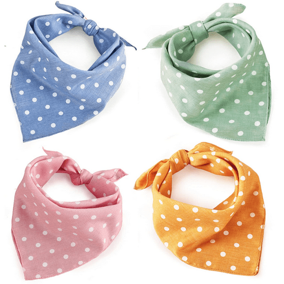 4Pcs Dog Bandanas, Cat Birthday Puppy Scarfs Washable Daily Handkerchief Comfortable Gifts, Adjustable Accessories for Small Medium Pup Pet