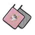thumbnail image 2 of English Pointer Pink Flowers Pair of Pot Holders, 2 of 4