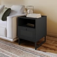 thumbnail image 6 of Merrick Lane Set of 2 Mid-Century Modern Wooden Bed Side Tables/Nightstands with Drawer and Shelf in Black Finish, 6 of 14