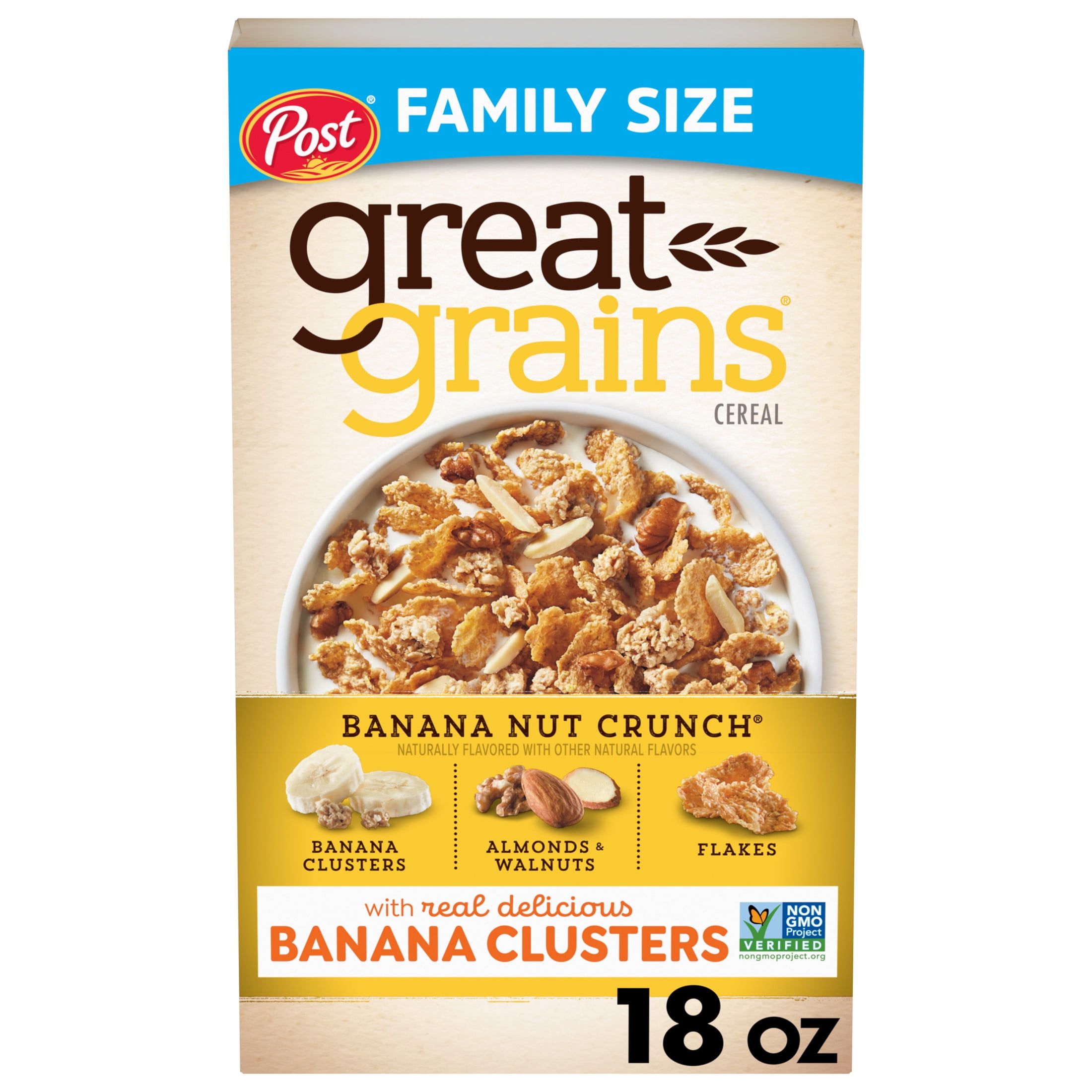 (10 pack) Post Great Grains Banana Nut Crunch, Non-GMO, Heart Healthy,Whole Grain Cereal, Crunchy 18 oz Box