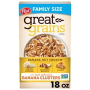 Post Great Grains Banana Nut Crunch, Non-GMO, Heart Healthy,Whole Grain Cereal, Crunchy 18 oz Box