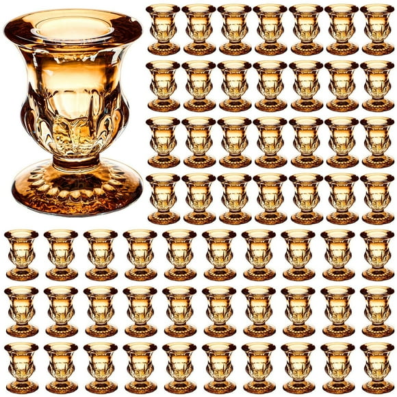 Portavelas Foaincore de cristal dorado, 60 unidades, 6,3 cm de alto
