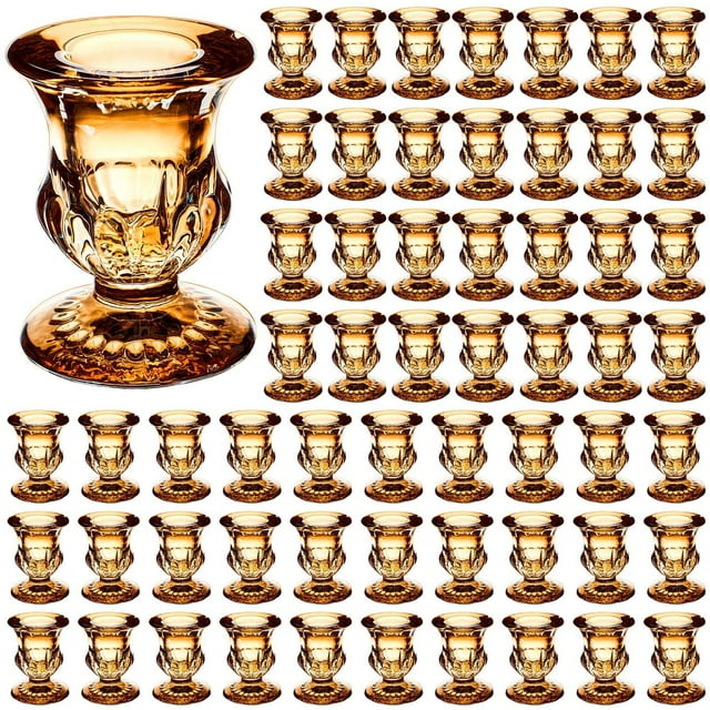 Portavelas Foaincore de cristal dorado, 60 unidades, 6,3 cm de alto