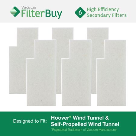 Windtunnel Secondary Filter Part - 6 - Hoover WindTunnel Secondary Filters. Designed by FilterBuy to fit Hoover Tempo Widepath and Fold Away Vacuum Cleaners. Replaces Hoover parts 38765-019, 38765019, 38765023, and 38765-023.