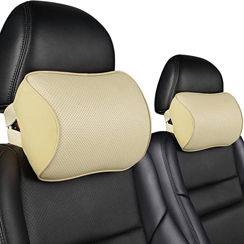 Pack of 1 au-kee Headrest Pillow Memory Foam Cushion with Leather Cover Neck Support for Car Seat Black 