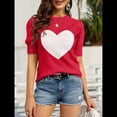 thumbnail image 4 of Suéter de Corta Abullonada para Mujer, Informal, de Verano, con Cuello Redondo, Blusa de Punto Acanalado. Rojo S, 4 of 5