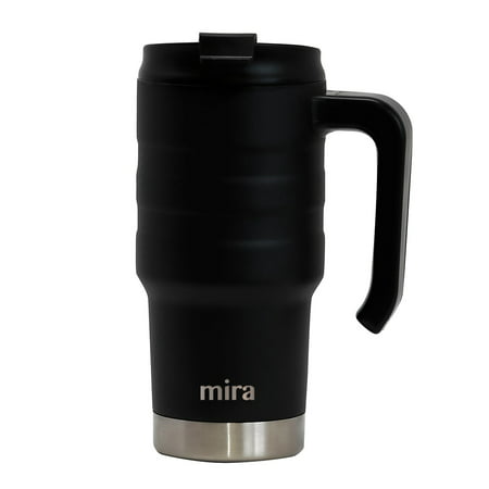 MIRA Stainless Steel Insulated Travel Car Mug | Spill Proof Flip Lid & Easy to Hold Handle | Double Wall Vacuum Insulated Coffee & Tea Mug Keeps Hot or Cold | 20 oz (590 ml) |