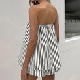 thumbnail image 4 of Women Striped 2 Piece Outfits Strapless Tube Tops Short Set Summer Vacation Y2k Sleeveless Backless Matching Sets, 4 of 5