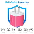 thumbnail image 3 of USB Charger Block,FiveBox USB Wall Charger Block with 2PACK Android Type C USB C Charging Cables 6ft 2.1A Dual Port USB Wall Charger Adapter USB Brick Phone Charger Plug Fast Charging Block(Rose), 3 of 8