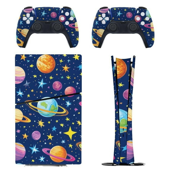 Skin Sticker for PS5 Slim Standard PS5 Pro Disc Digital Edition Console and Controllers Decals for Playstation 5 (Stars Planet,PS5 Pro Disc Edition)