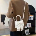 thumbnail image 6 of Women's bow handbag new fashion simple shoulder slung artificial leather handbag. - white, 6 of 6