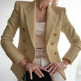 thumbnail image 3 of Charmgo Clearance Khaki Blazer Women, Business Jacket Lady Elegant Button Women Solid Coat Office Outwear Suit Work Women's Coat Womens Blazers for Work Casual, Blazers for Women M, 3 of 8