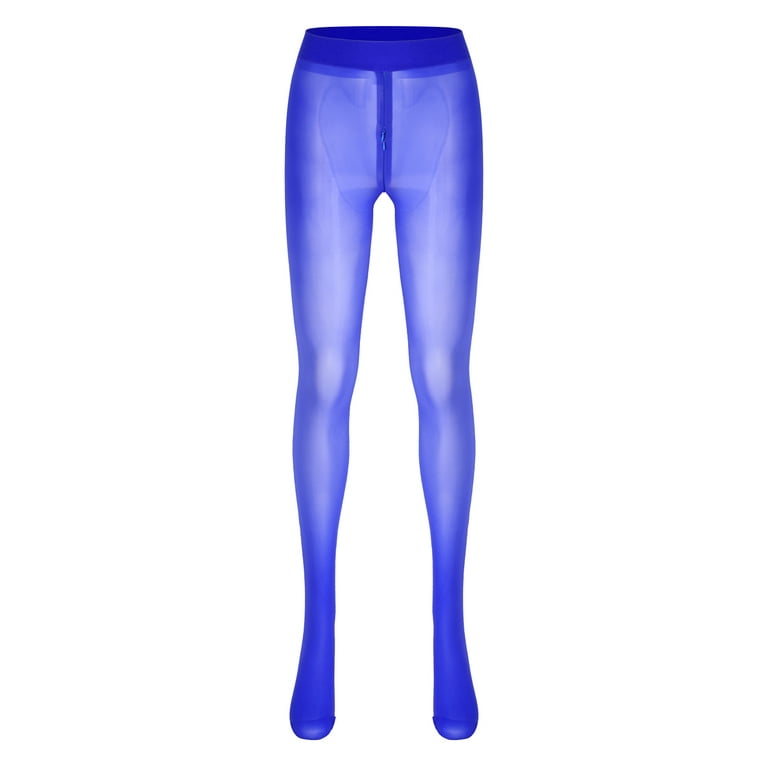 Women's See-Through Oil Shiny Bodysuit - Footed Leggings With Zipper Crotch (One Size)