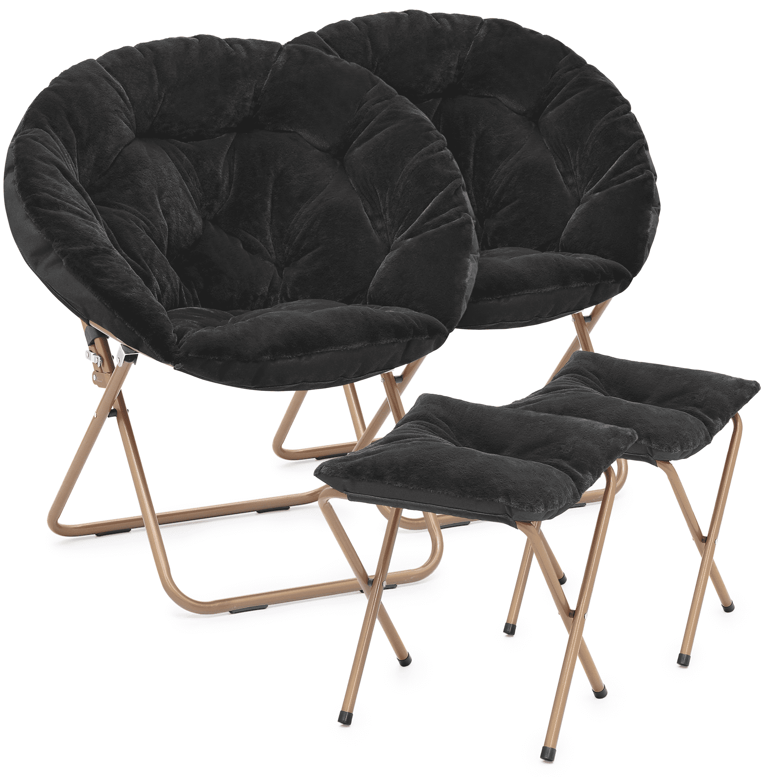 Magshion Set of 2 Saucer Chair with Ottoman, Oversized Folding Chair