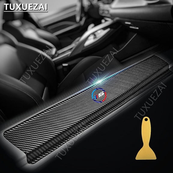 For BMW 5 Series Carbon Fiber Door Pedal Anti-Scratch Cover Car Trunk Bumper Sticker Door Sill Threshold Protector Pad