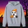 thumbnail image 2 of Likimi Toddler Kids Girls Halloween Hoodies Hallowmas Ghost Print Hooded Sweatshirt For Girls Long Sleeve Loose Fit Casual Pullover Size 13-14 Years, 2 of 3
