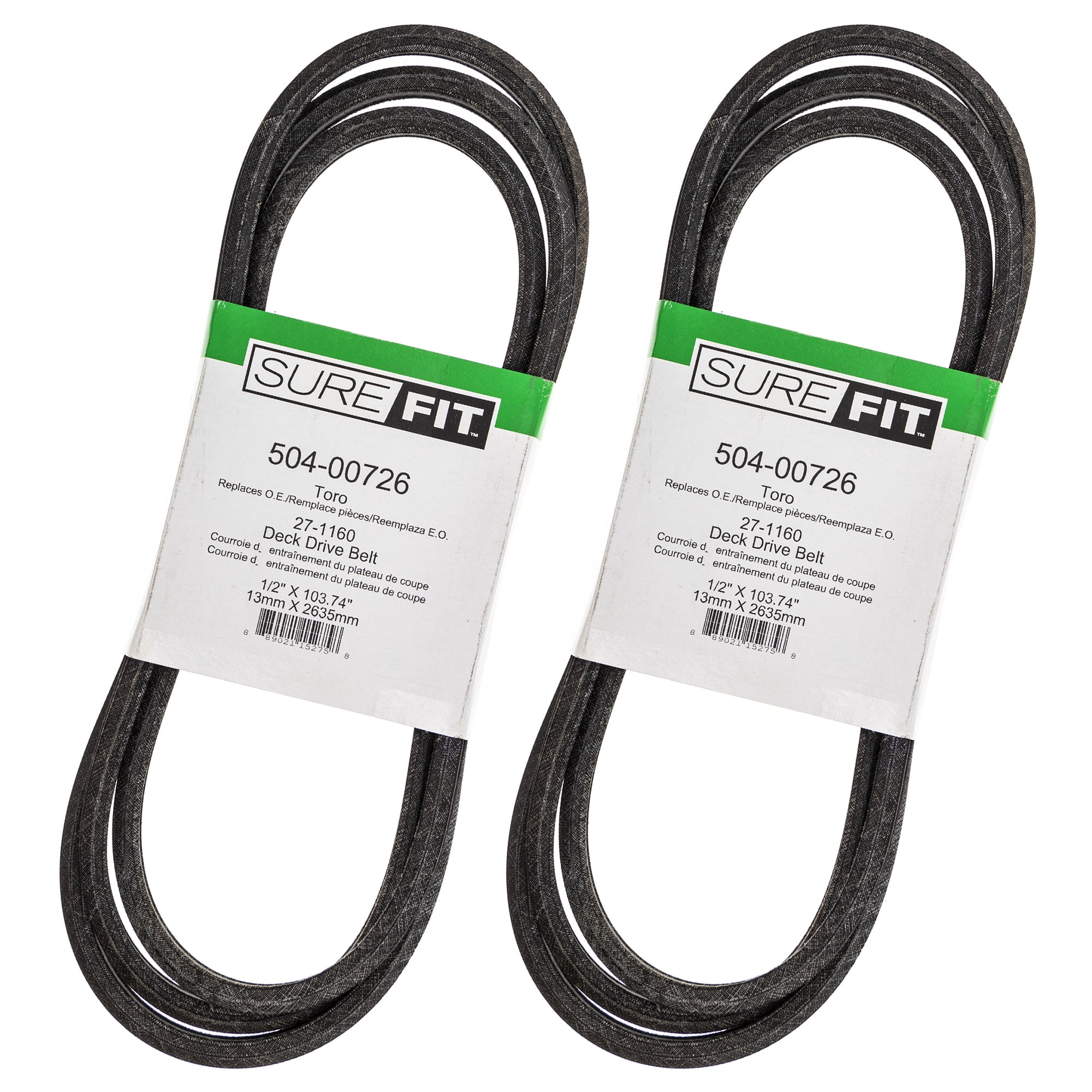 SureFit Deck Drive Belts Replaces Toro 271160 Groundsmaster 52 200 220
