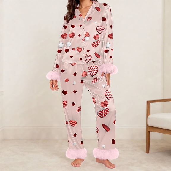 BILIKEYU Soft Cotton Valentine Pajama Set for Women Plus Size Inclusive