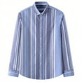 thumbnail image 4 of Yusimy Men's Striped Casual Shirt Loose Fit Long Sleeve Button Down Collar Classic Style, 4 of 4
