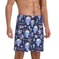 thumbnail image 2 of Logiee crystal cool Skull flower Print Men's Pajama Shorts with Drawstring & Pockets,Sleep Shorts for Men,Sleepwear Bottoms,Elastic Waistband Loungewear-3X-Large, 2 of 6