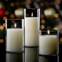 NICEXMAS 3pcs Clear Glass Votive Candle Holders for Romantic Candlelight Dinner and Home Decoration