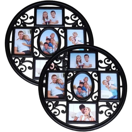 Hersh 2Pack of 4x6 Wall Photo Collage Frames - Round Circular Circle ...