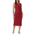 thumbnail image 2 of Vestido formal midi sin mangas de cuello barco para mujer INSPIRE CHIC rojo L, 2 of 5