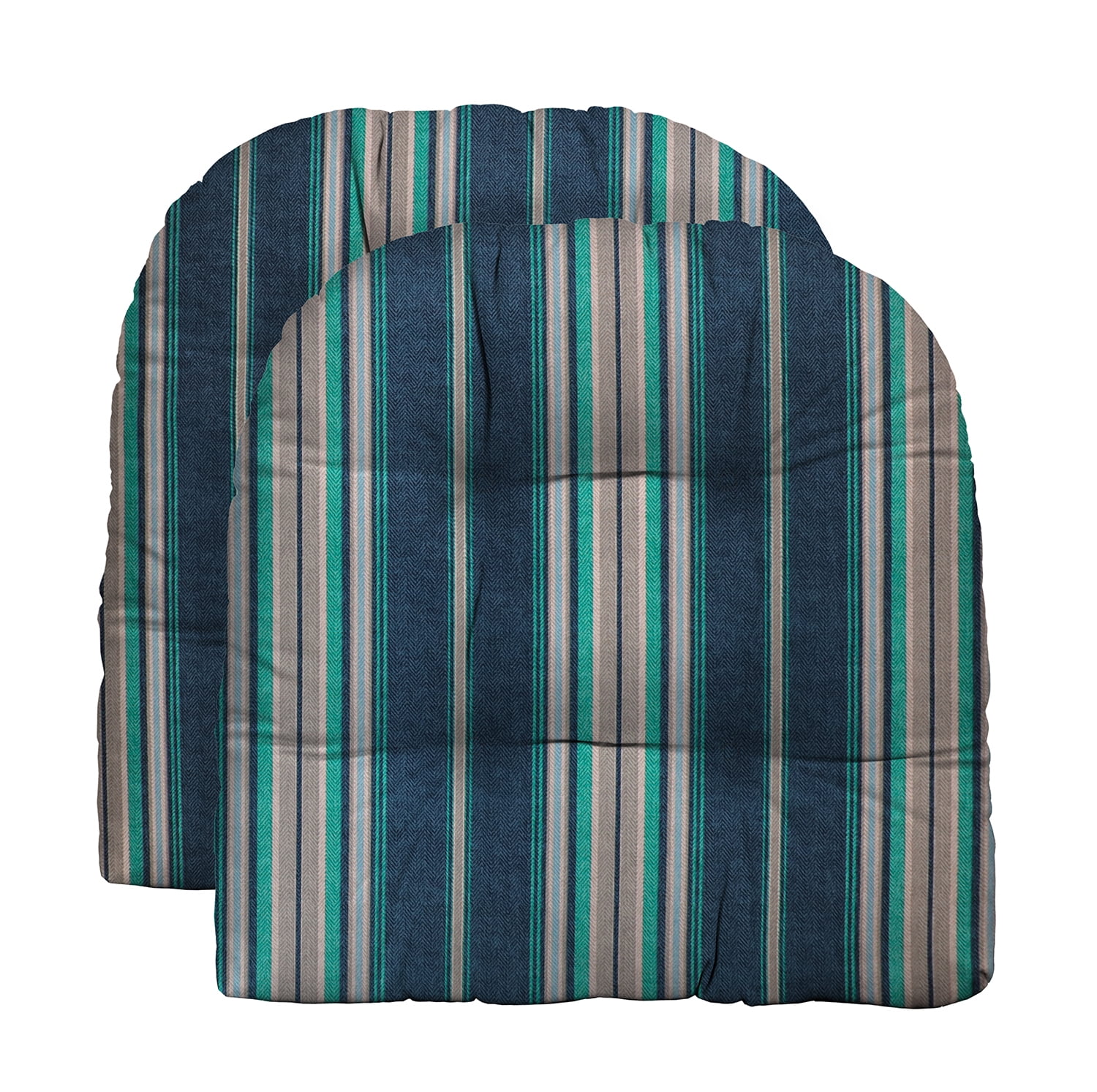 RSH Décor Indoor Outdoor Blue Prints Set of 2 UShape Wicker Tufted Seat Cushions Patio Weather