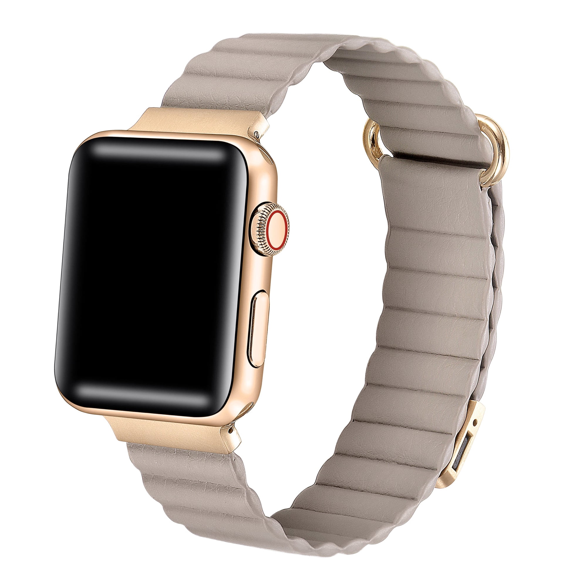 Posh Tech Dakota Leather Band for Apple Watch sizes 42mm/44mm/45mm/49mm - Khaki