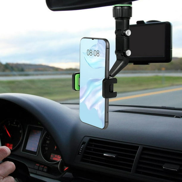 Multifunctional Rearview Mirror Phone Holder, Car Rearview Mirror Mount Phone and GPS Holder, Universal 360° Rotating Car Phone Holder Cell Phone Automobile Cradles Rearview Mirror Phone Stand