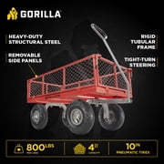 Gorilla Carts Steel Utility Cart with Removable Side Panels - 800 lb Capacity - Black