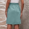 thumbnail image 4 of Women's Tie Waist Casual Skirt with Pockets, Ruffle Elastic Waist Solid A-Line Midi Skirt, Summer Casual Work Daily Skirt for Women 07-Sky Blue XL, 4 of 5
