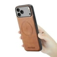 thumbnail image 4 of Magnetic Phone Case for iPhone 17 Pro Max, Classic Business Shockproof Protective Compatible with MagSafe Charging PU Leather Back Case for Men Women for iPhone 17 Pro Max - Brown, 4 of 5