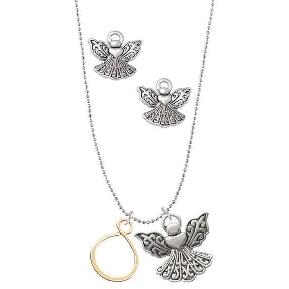 Delight Jewelry Goldtone Infinity Loop Silver tone Guardian Angel Charm Necklace and Stud Earrings