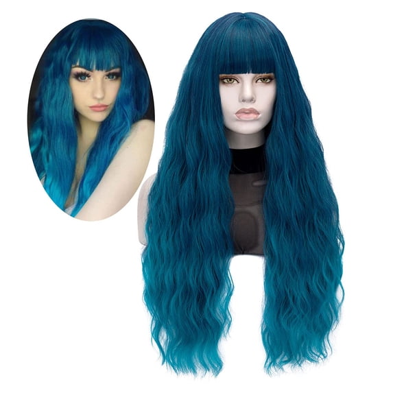 Short Wavy Shoulder Length Women Full Bang Heat Resistant Wig (Red)