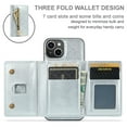 thumbnail image 2 of Nalacover Back Wallet Case for iPhone 14, 2 in 1 Function Design Zipper Pocket Luxury Shining PU Leather Cover with Card Slots Holder Magnetic Kickstand Shockproof Anti-Scratches Case,Silver, 2 of 11