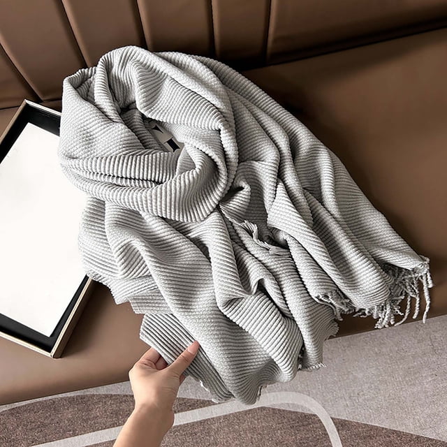 RXIRUCGD Women's Fashionable Solid Color Fold Soft Skin Friendly Scarf( Gray )