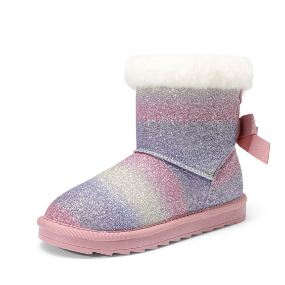 DREAM PAIRS Girls Boots Kids Winter Warm Snow Ankle Bow Boots for Toddler/Little Kid