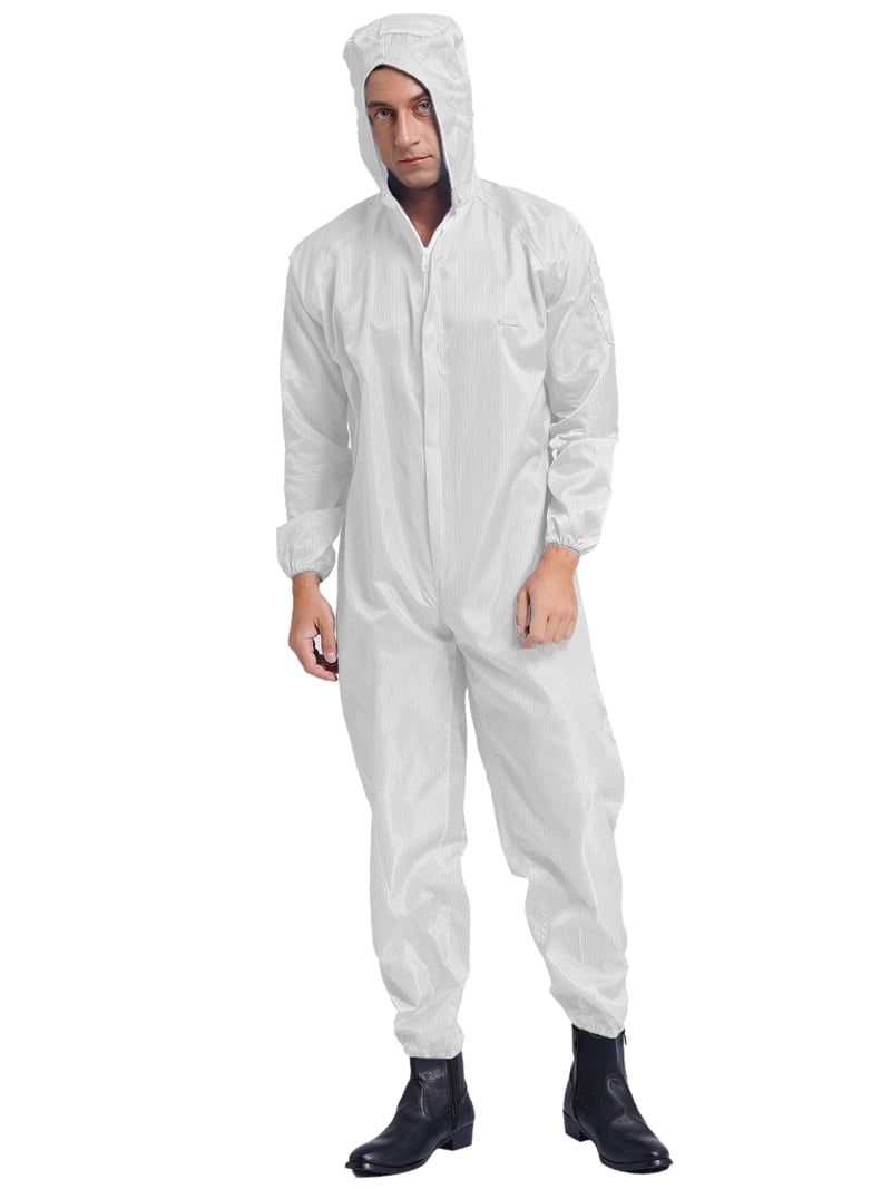 MSemis Men's Anti-Static Hooded Coveralls Zipper Front Full Body