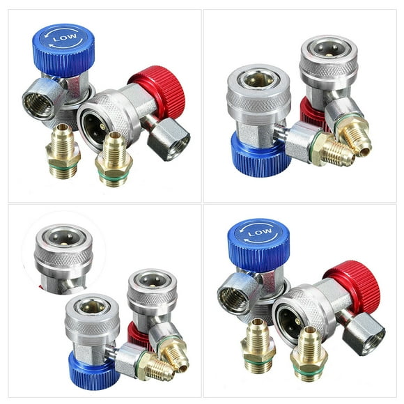 Manual Coupler Connector Adapter for Car A/C Refrigerant Charging Hose Auto Air Conditioning 2pcs